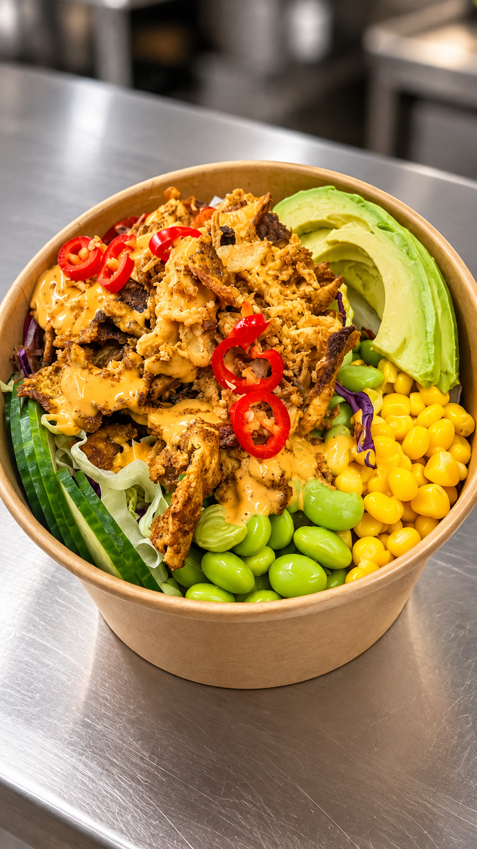 Spicy Tofu Poke Rice Bowl